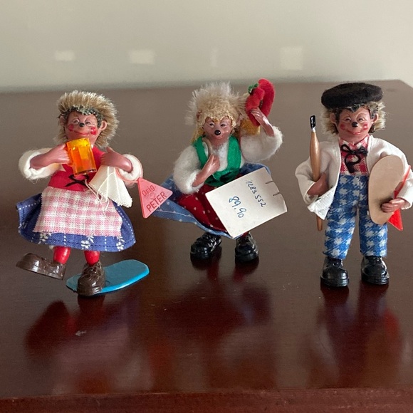 Three VINTAGE 1950's STEIFF MECKI HEDGEHOG DOLLS Original Peter AUSTRIA - Picture 1 of 14